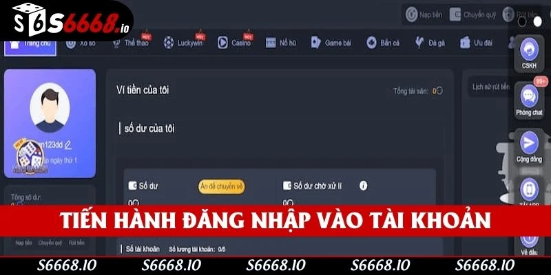 Người chơi tiến hành đăng nhập vào tài khoản S666 để rút tiền Người chơi tiến hành đăng nhập vào tài khoản S666 để rút tiền